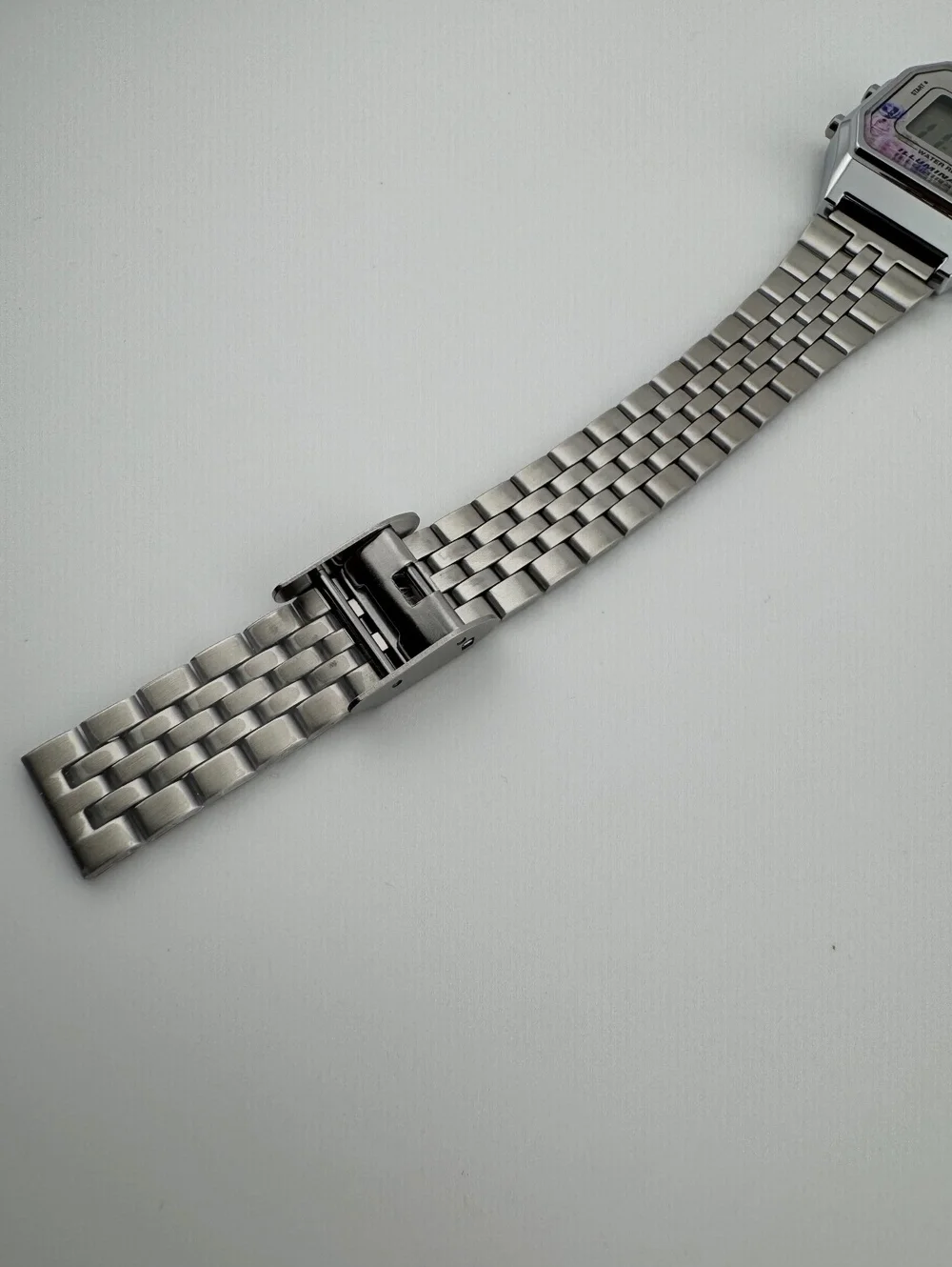 Casio Vintage Floral Digital Watch, Silver Stainless Steel Bracelet, Unisex